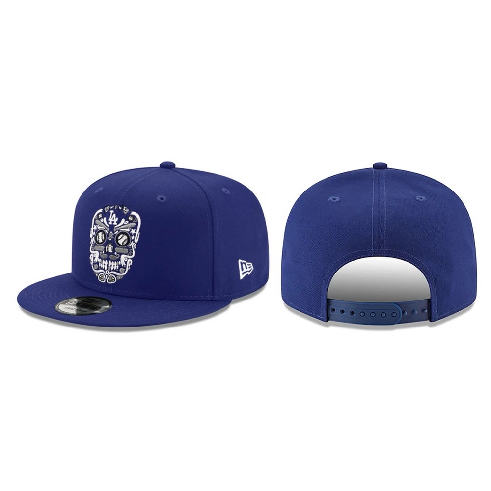 NEW ERA - MLB Hat - Los Angeles Dodgers SUGAR SKULL 9FIFTY Snapback Cap - Blue